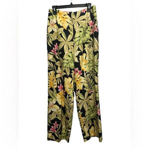 Tommy Bahama Silk Hawaiian Floral Wide Leg Pants Size 8 Tropical Beach Lined